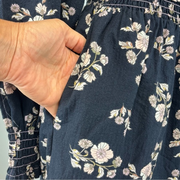 La Vie Rebecca Taylor Floral Camille Shirtdress in Midnight Navy NWT Size M - Picture 8 of 11